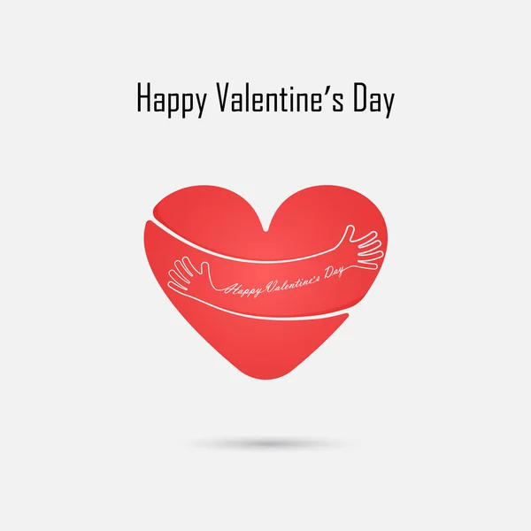 Signo del Corazón Rojo y Feliz Día de San Valentín Diseño Tipográfico El — Archivo Imágenes Vectoriales