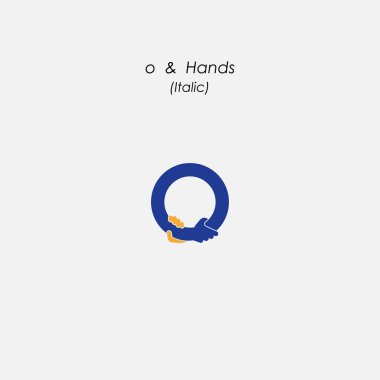 o - soyut simgesi ve eller logo tasarım vektör şablonu mektup. Otobüs