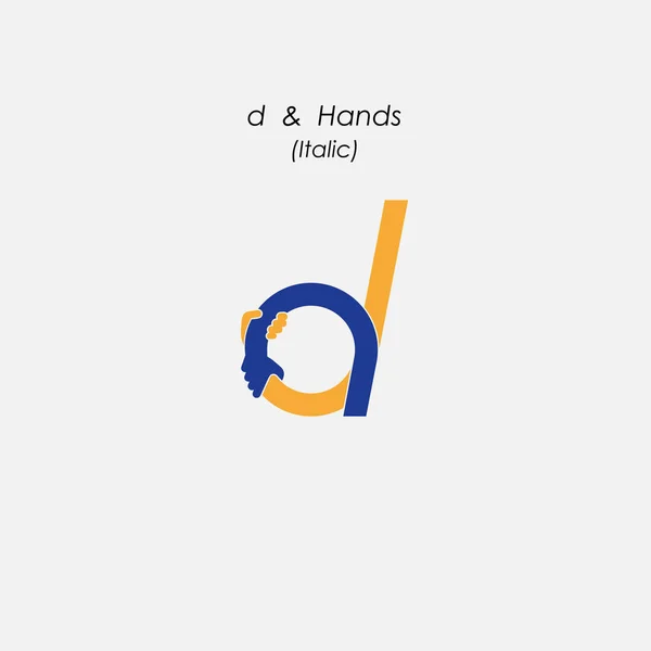 D - επιστολή αφηρημένη εικόνα & χέρια λογότυπο σχεδιασμό διάνυσμα πρότυπο. Λεωφορείο — Διανυσματικό Αρχείο