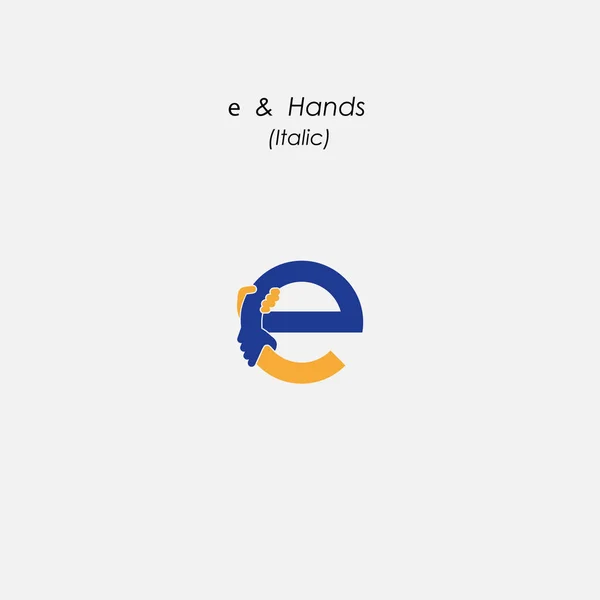 E - Буква абстрактный значок и руки дизайн логотипа вектора template.Bus — стоковый вектор
