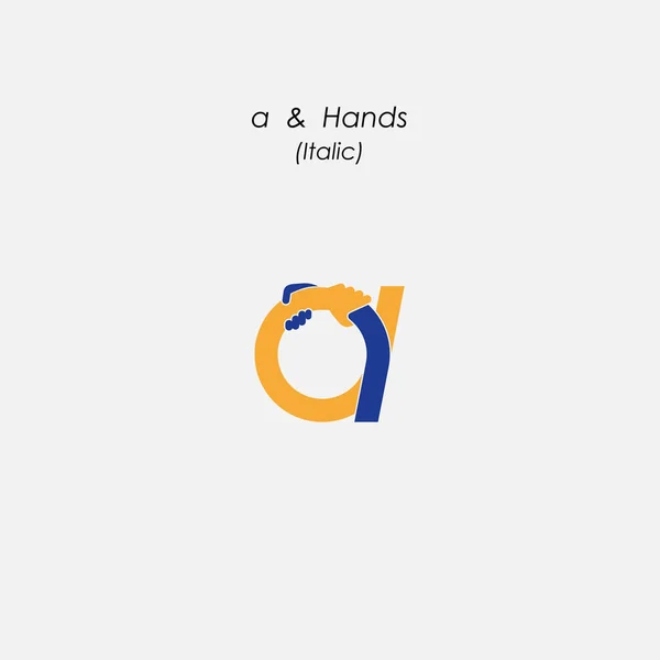A - Ícone abstrato carta & mãos logotipo design vetor template.Bus — Vetor de Stock
