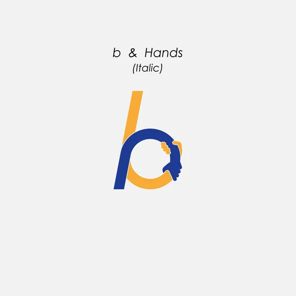 B - Ícone abstrato carta & mãos logotipo design vetor template.Bus —  Vetores de Stock
