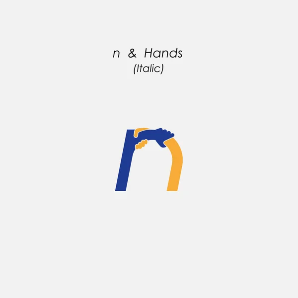 N - Carta icono abstracto & manos logotipo diseño vector template.Bus — Archivo Imágenes Vectoriales