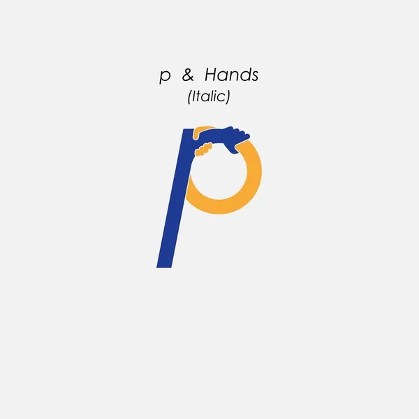 P - Carta icono abstracto & manos logotipo diseño vector template.Bus — Archivo Imágenes Vectoriales