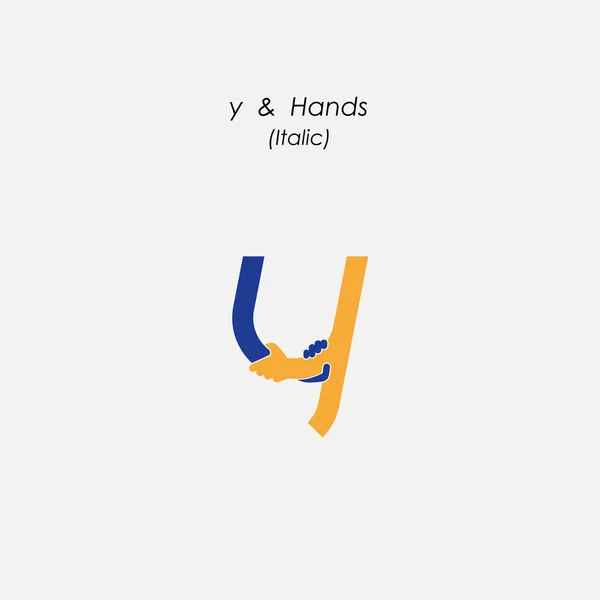Y - Ícone abstrato carta & mãos logotipo design vetor template.Bus —  Vetores de Stock
