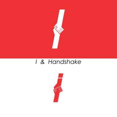 I - mektup soyut simgesi ve eller logo tasarım vektör şablonu. Çay