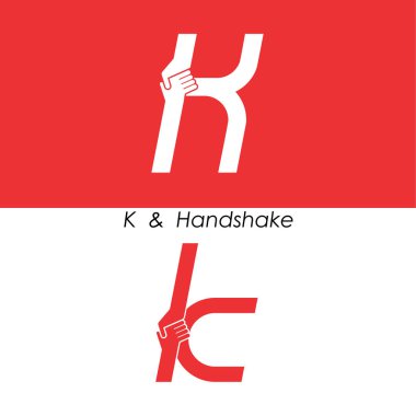 K - soyut simgesi ve eller logo tasarım vektör şablonu mektup. Çay