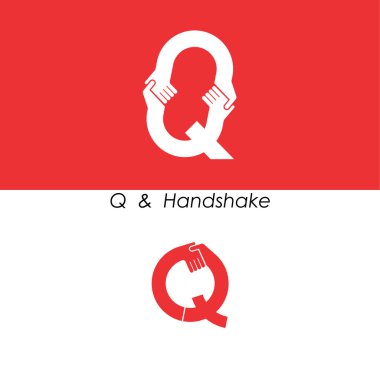 Q - soyut simgesi ve eller logo tasarım vektör şablonu mektup. Çay