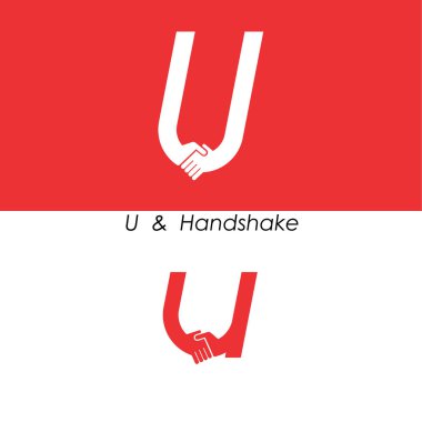 U - soyut simgesi ve eller logo tasarım vektör şablonu mektup. Çay