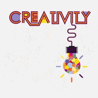 Renkli ampul simgesi ve yaratıcılık kavramı. Modern typograph