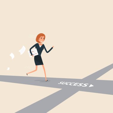 Yol başarı. Başarı için kavram. Yürürken işkadını 