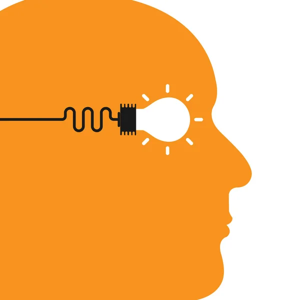 Yaratıcı ampul ışık fikri ile insan kafası vektör tasarlamak — Stok Vektör