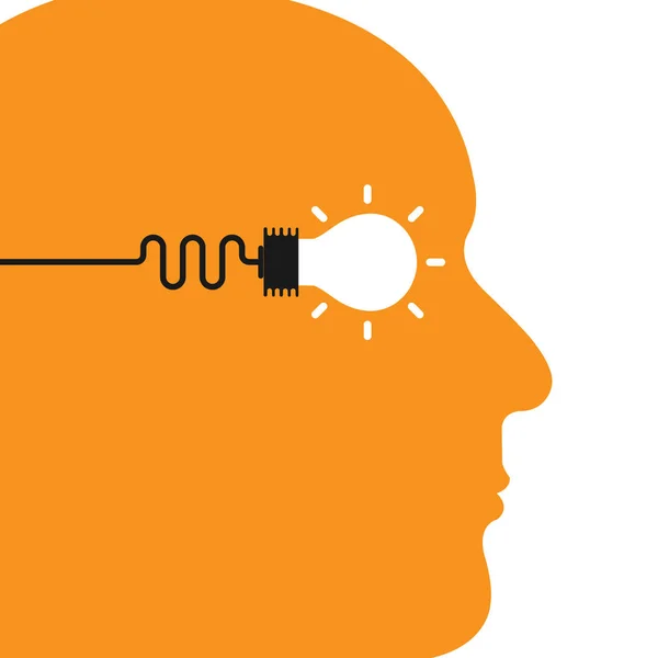 Людська голова з ідеєю креативного лампочки абстрактний векторний дизайн — стоковий вектор