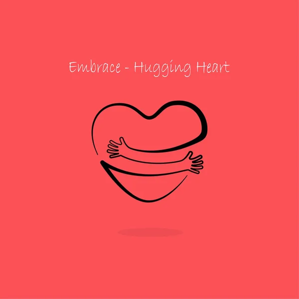 Embrace,Hugging heart symbol.Hug yourself logo.Love yourself log — Stock Vector