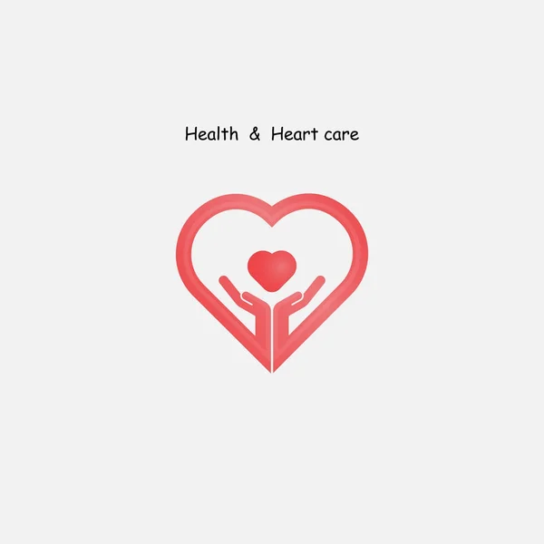 Mano humana con corazón iconos vector logotipo diseño template.Love sig — Vector de stock