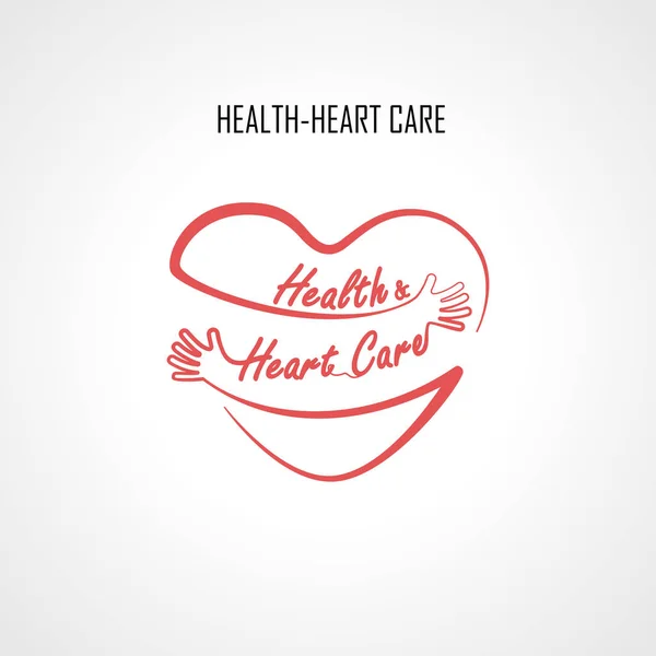 Health & Heart Care typographical design elements and Red heart — Stock Vector