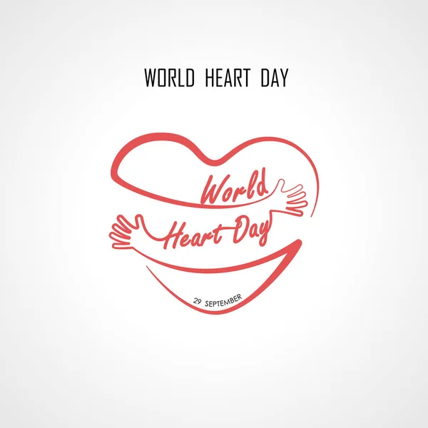 Día Mundial del Corazón elementos de diseño tipográfico y shap corazón rojo — Vector de stock