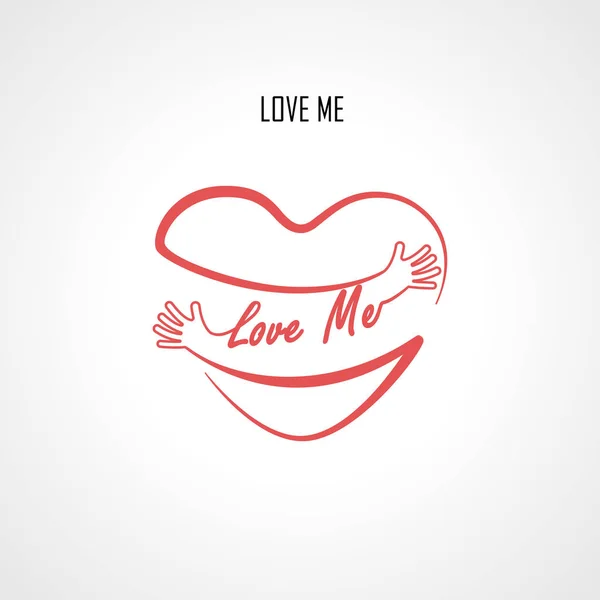 "Love Me "elementi di design tipografici e forma di cuore rosso con — Vettoriale Stock