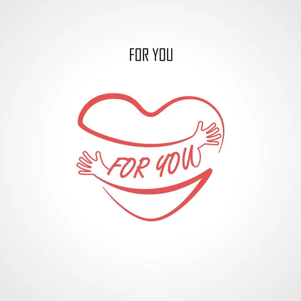 "FOR YOU "elementi di design tipografico e forma di cuore rosso con — Vettoriale Stock