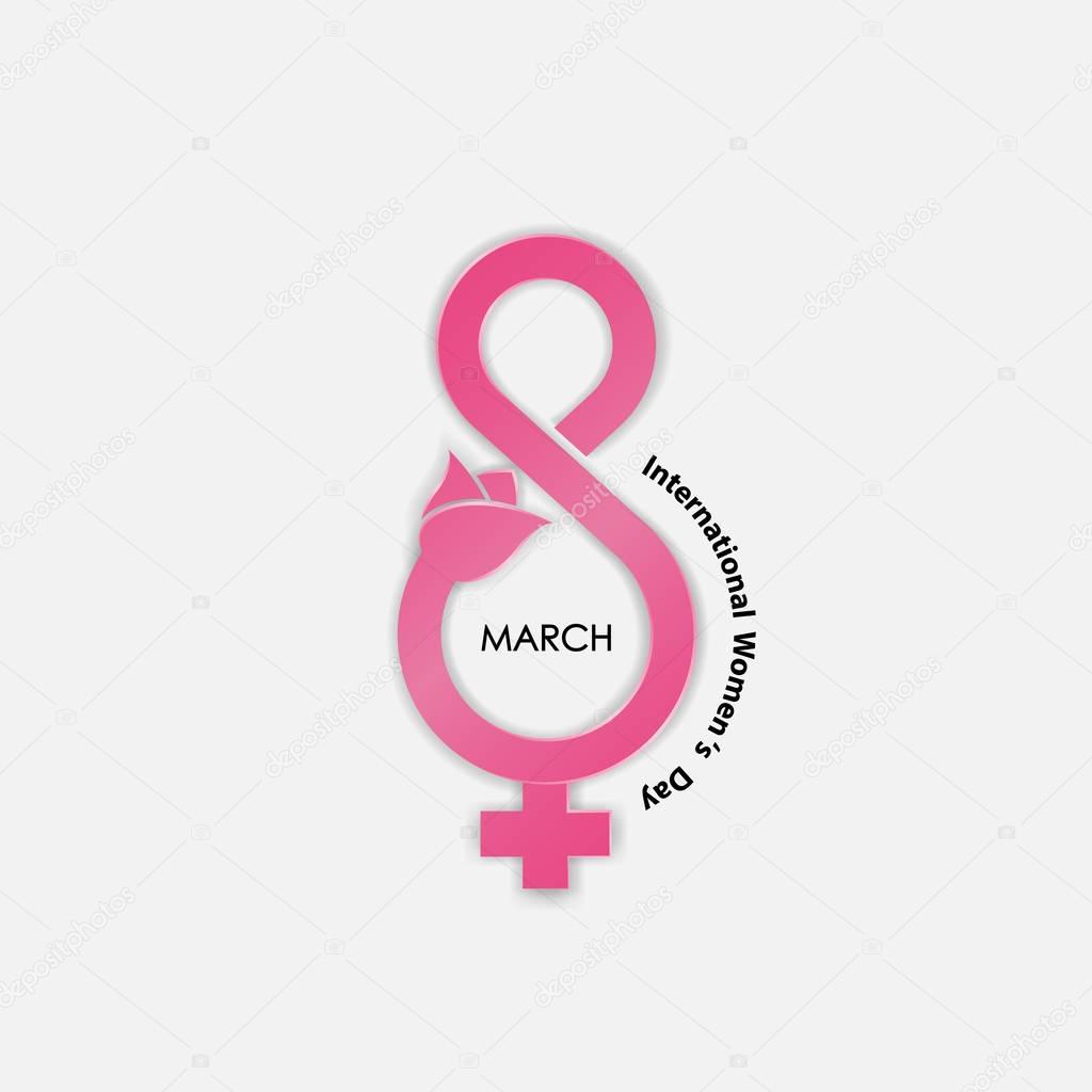 Creative 8 March logo vector design with international women's d