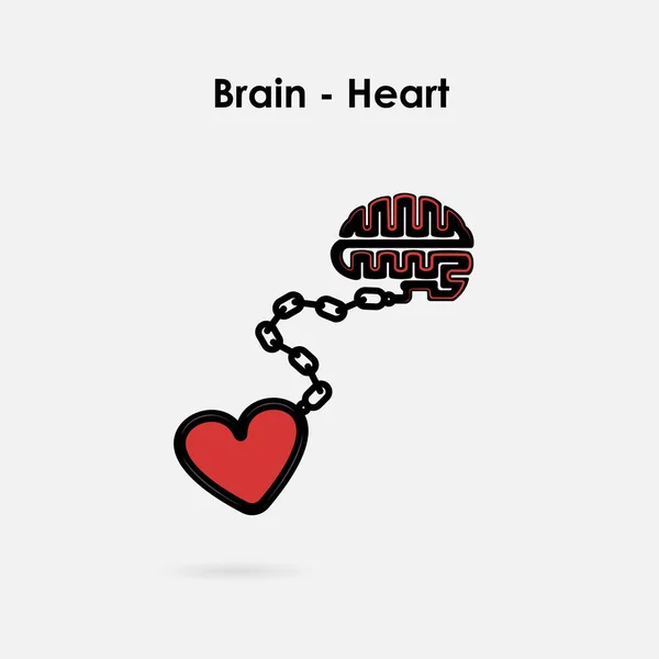 Concept de connexion cœur-cerveau.Interactions cerveau-cœur — Image vectorielle
