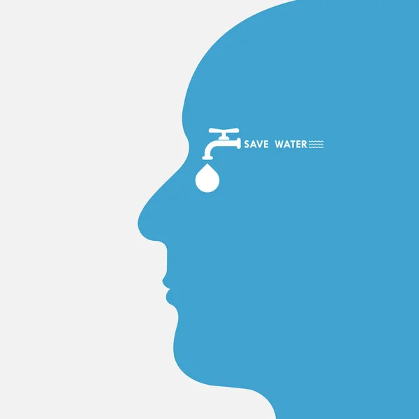 Людська голова з краплями води та піктограмою водопровідного крана Векторний дизайн логотипу — стоковий вектор