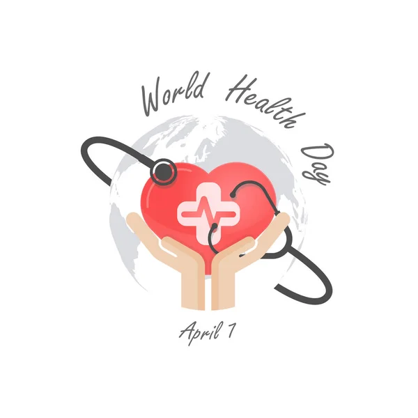 Globe sign,human hand and stethoscope icon with heart shape vect