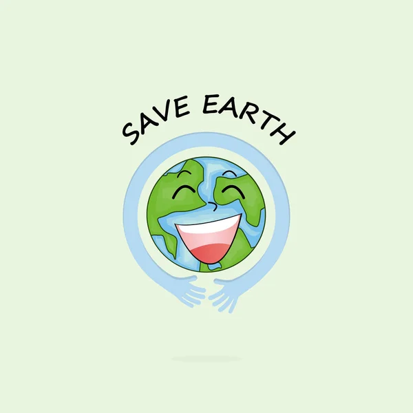 Giornata della Terra 22 aprile con globo carino personaggio. campagna Giornata della Terra — Vettoriale Stock
