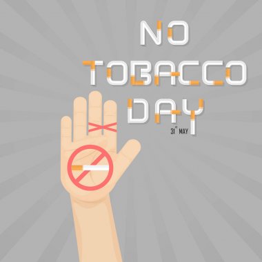 İnsan eli ve sigara. Tütün vektör logo tasarım şablonu çıkın. 31 dünya Hayır tütün günü kavram olabilir. Smoking.No sigara Day.No tütün gün farkındalık fikir Campaign.Vector illüstrasyon durdurmak.