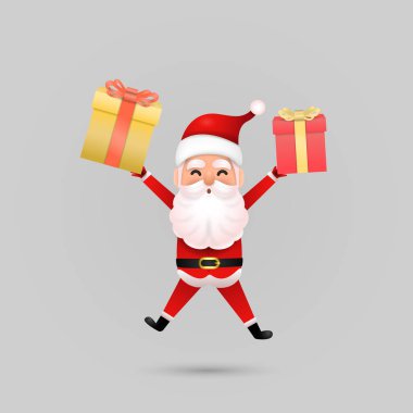 Arka plandaki komik, mutlu Noel Baba karakteri. Mutlu Noeller.