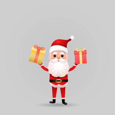 Arka plandaki komik, mutlu Noel Baba karakteri. Mutlu Noeller.