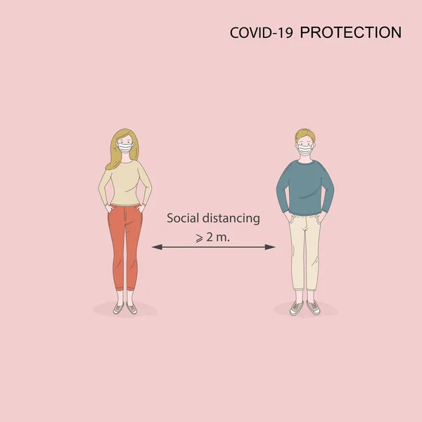 Distanciamiento Social Mantener Distancia Las Personas Sociedad Pública Para Proteger — Archivo Imágenes Vectoriales
