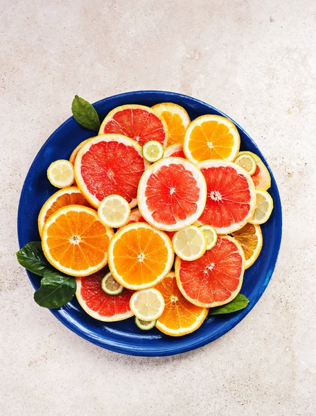 Variety  sliced citrus fruits. — Stock Photo, Image