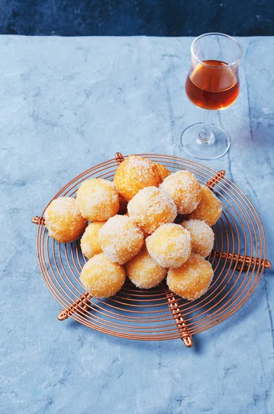 Traditional Carnival Italian Fritters Dusted Sugar Honey Sprinkles — Stock Photo, Image