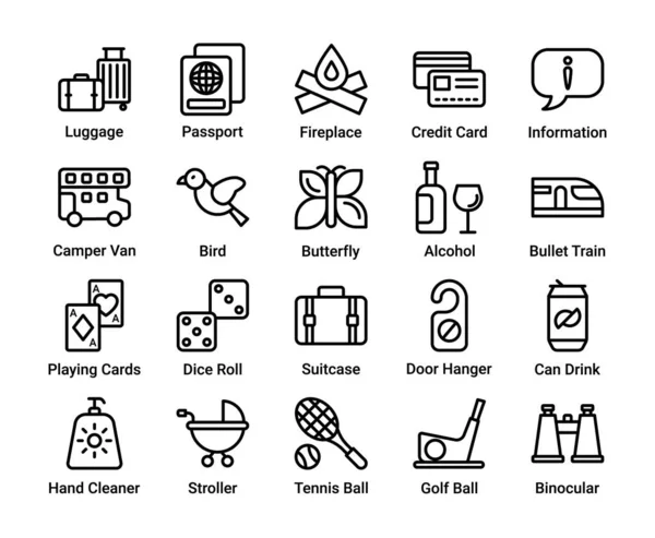 Simple Conjunto Viajes Relacionados Vector Iconos Línea Color Fácil Editar — Archivo Imágenes Vectoriales