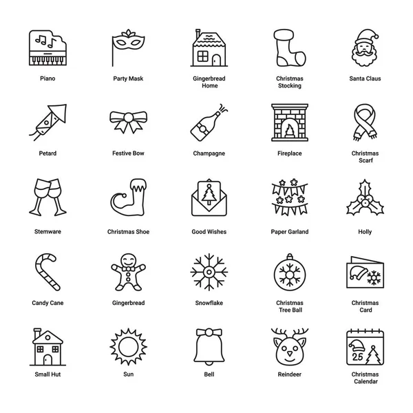 Simple Set Christmas Related Vector Line Icons Easy Edit — Stock Vector