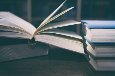 Kütüphanedeki eski kitaplar.