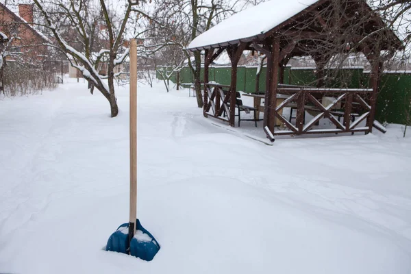 Limpeza Neve Com Dia Inverno — Fotografia de Stock