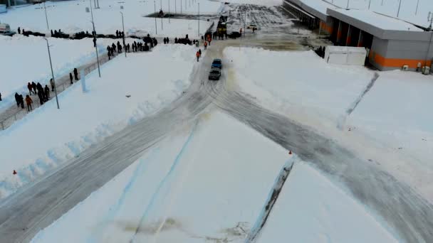 Saransk, Oroszország - 02 / 03 / 2019: Lada téli drift versenyének légi felvételei — Stock videók