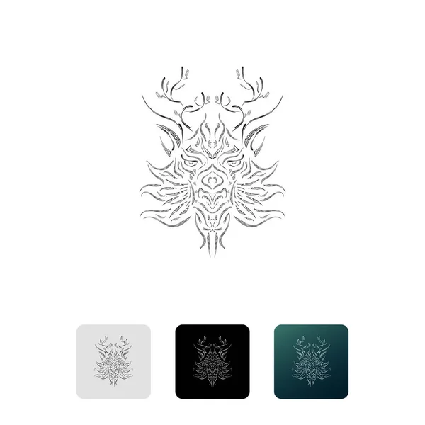 白い背景に黒魔術鹿のアイコンが隔離されています 鹿のアイコン角と葉のロゴデザインの鹿 カラフルな正方形のボタンを設定します ベクターイラスト — ストックベクタ