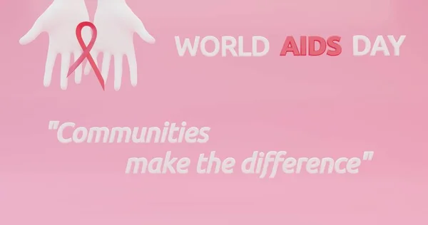 Wereldaidsdag Concept Gemeenschappen Maken Het Verschil Aids Bewustzijn Realistisch Rood — Stockfoto