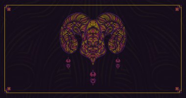 Sihirli keçi. Sacral koyun, sanat tarzında Vektör 'de yaratıldı. İslam kültürü ve Kurban Bayramı 'nı (Fedakarlık Bayramı) anımsatan eşsiz özgün motivasyon kombinasyonu..