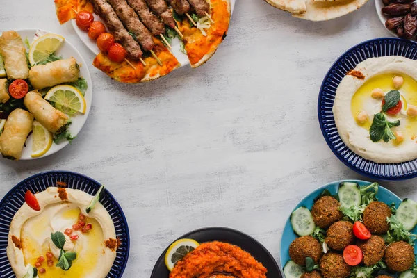 Comida Libanesa Para Ramadán Eid Con Espacio Para Texto Cocina — Foto de Stock