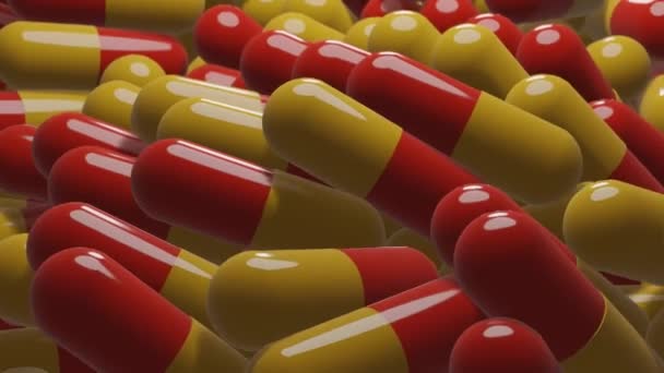 Cápsulas Comprimidos Médicos Movimentar Renderizado Antibiótico Close — Vídeo de Stock