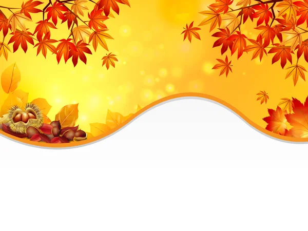 Automne Laisse Bordure Lettrage Thanksgiving Isolés Sur Fond Bokeh — Image vectorielle