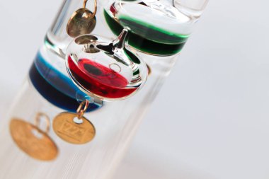 detail of a galileo thermometer with white background clipart