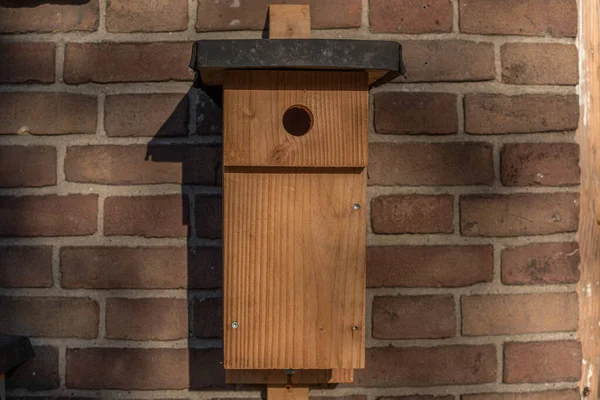 Nuevo estilo pajarera de madera para alimentar a los pájaros —  Fotos de Stock