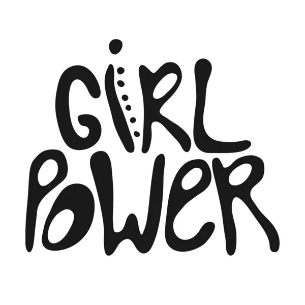 Poder da menina - mão única desenhada citação feminista inspiradora . — Vetor de Stock