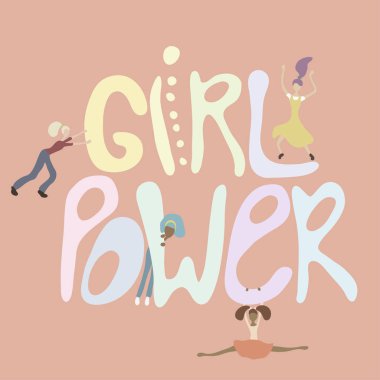 Kız gücü - eşsiz bir el ilham verici feminist alıntı. Kadın karakter aktiviteleri. 