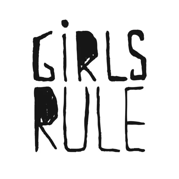 女孩规则-独特的素描手绘鼓舞人心的女权主义引文.动机性短语. — 图库矢量图片